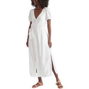 Splendid Womens White Jacquard Maxi Puff Sleeve Shirtdress NWT